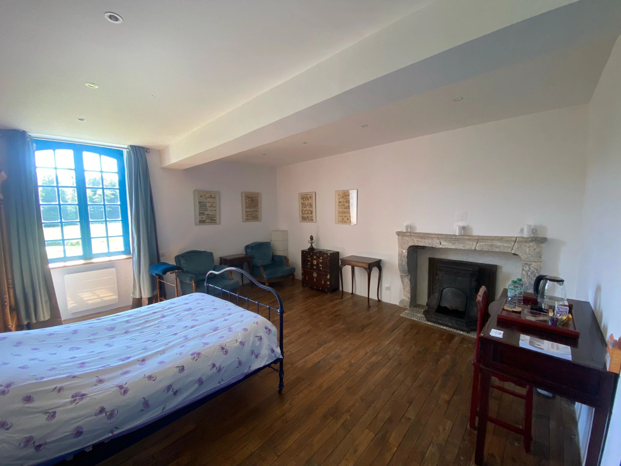 Chambre Myosotis et cheminée