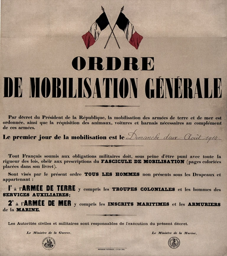 Ordre de mobilisation générale, 2 août 1914