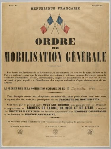Ordre de mobilisation générale, 2 septembre 1939