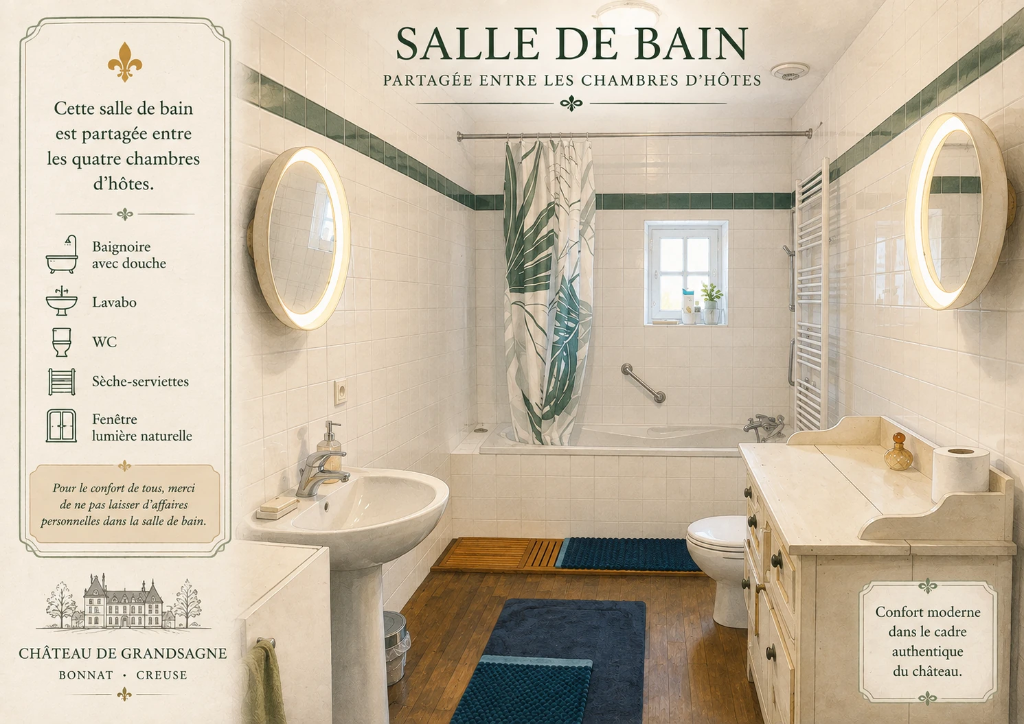 Illustration de la salle de bain partagée